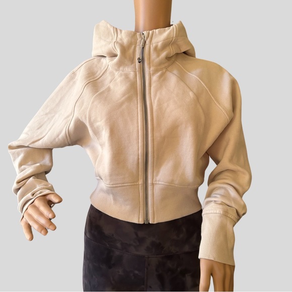 lululemon athletica Tops - Lululemon Scuba full zip cropped hoodie, size 8, bone